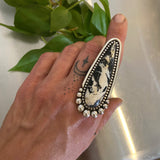 White Buffalo Talon Ring- White Buffalo Turquoise and Sterling Silver- Finished to Size or as a Pendant