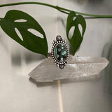 Variscite Celestial Ring- Size 10- Hand Stamped Sterling Silver- Can Be Sized Up 1/2 Size
