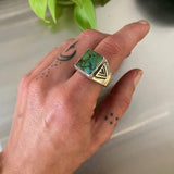 The Elements Signet Ring- Size 10- Bamboo Mountain Turquoise and Sterling Silver