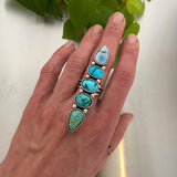 The Turquoise Collector Ring #2- Turquoise Mountain, Lone Mountain, and Golden Hills Turquoise and Sterling Silver- Finished to Size or as a Pendant