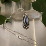 Winter Portal Necklace No.2- Dendritic Opal and Sterling Silver- 20" Chain
