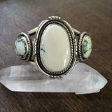 Huge 3-Stone Variscite Cuff- Sterling Silver and Posiedon Variscite Statement Cuff