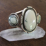 Huge 3-Stone Variscite Cuff- Sterling Silver and Posiedon Variscite Statement Cuff