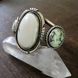 Huge 3-Stone Variscite Cuff- Sterling Silver and Posiedon Variscite Statement Cuff