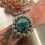 Huge Third Eye Cuff- Size S/M- Bamboo Mountain Turquoise and Sterling Silver Bracelet