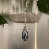 Winter Portal Necklace No.4- Dendritic Opal and Sterling Silver- 20" Chain