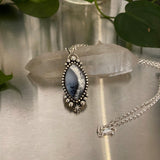 Winter Portal Necklace No.4- Dendritic Opal and Sterling Silver- 20" Chain