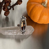 Montana Agate Celestial Ring- Size 6.5- Hand Stamped Sterling Silver