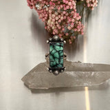 The Temple Ring- Black Bridge Variscite and Sterling Silver- Size 6.75
