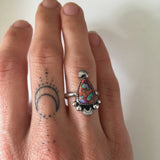 Cantera Opal and Sterling Silver Celestial Ring- Size 6.25 (Can be sized up to 6.5)