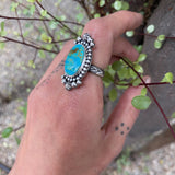 Stamped Celestial Turquoise Ring- Size 6- Sterling Silver and Royston Turquoise