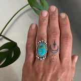 Stamped Celestial Turquoise Ring- Size 6- Sterling Silver and Royston Turquoise