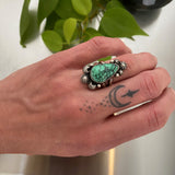 The Temple Ring- Black Bridge Variscite and Sterling Silver- Size 6