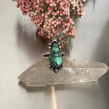 The Temple Ring- Black Bridge Variscite and Sterling Silver- Size 7.5