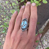Stamped Celestial Turquoise Ring- Size 7- Sterling Silver and Gobi Desert Lavender Turquoise