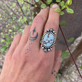 Stamped Celestial Turquoise Ring- Size 7- Sterling Silver and Gobi Desert Lavender Turquoise