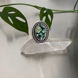 Large Heavyweight Variscite Ring- Size 7/7.25- New Lander and Sterling- Chunky Stamped Band