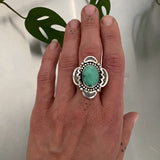 Variscite Compass Ring- Size 7- New Lander and Stamped Sterling Overlay Ring