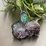 Celestial Lucin Variscite Ring- Size 7- Hand Stamped Sterling Silver