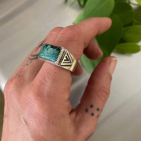 The Elements Signet Ring- Size 7- Bamboo Mountain Turquoise and Sterling Silver