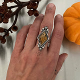 Montana Agate Celestial Ring- Size 8.5- Hand Stamped Sterling Silver