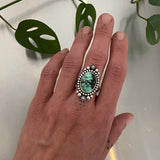 Variscite Celestial Ring- Size 8- Hand Stamped Sterling Silver- Can Be Sized Up 1/2 Size
