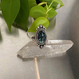 The Stargazer Ring- Size 8- New Lander Variscite and Hand Stamped Sterling Silver