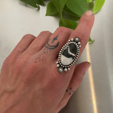The Sub Zero Ring- Size 8.5- White Buffalo and Hand Stamped Sterling Silver