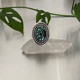 Large Heavyweight Variscite Ring- Size 8.5- New Lander and Sterling- Chunky Stamped Band