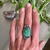 Celestial Lucin Variscite Ring- Size 8- Hand Stamped Sterling Silver