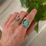 The Elements Signet Ring- Size 8- Bamboo Mountain Turquoise and Sterling Silver