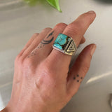 The Elements Signet Ring- Size 8- Bamboo Mountain Turquoise and Sterling Silver