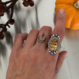 Montana Agate Celestial Ring- Size 9.5- Hand Stamped Sterling Silver