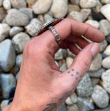 Celestial Moonstone Ring- Size 9- Hand Stamped Sterling Silver- Can Be Sized Up 1/2 Size