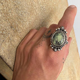 Celestial Poseidon Variscite Ring- Size 9- Hand Stamped Sterling Silver