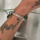 Stamped Turquoise Stacker Cuff- Size XS/S- Sterling Silver and Hachita Turquoise Bracelet