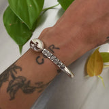 Chunky Stamped Stacker Cuff- Size M/L- Wild Horse Magnesite and Sterling Silver Bracelet