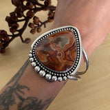 Huge Crazy Lace Agate Cuff- Sterling Silver and Crazy Lace Agate Bracelet- Size M/L
