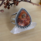 Huge Crazy Lace Agate Cuff- Sterling Silver and Crazy Lace Agate Bracelet- Size M/L