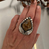 Large Leafy Fossilized Ammonite Ring or Pendant- Sterling Silver - Finished to Size