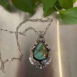 The Aphrodite Necklace- Kingman Turquoise and Sterling Silver- 20" Sterling Chain Included
