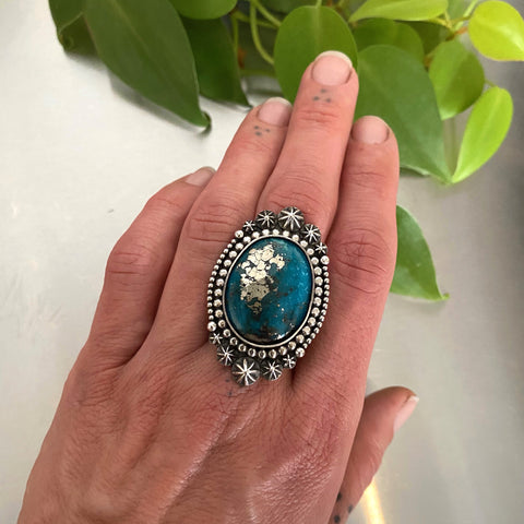 The Aubades Ring- Morenci II Turquoise and Sterling Silver- Finished to Size or as a Pendant