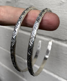 Hand-Stamped Sterling Silver Hoop Earrings- Large Size