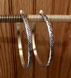 Hand-Stamped Sterling Silver Hoop Earrings- Large Size