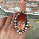 Huge Banded Agate and Sterling Silver Bubble Ring or Pendant- Finished to Size