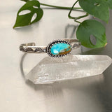Heavyweight Stamped Turquoise Cuff- Size M/L- Royston Turquoise and Chunky Sterling Silver Bracelet