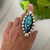 Huge Turquoise Bubble Ring or Pendant- Sterling Silver and Cloud Mountain Turquoise- Finished to Size