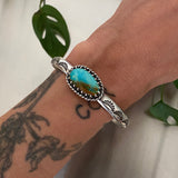 Heavyweight Stamped Turquoise Cuff- Size M/L- Royston Turquoise and Chunky Sterling Silver Bracelet