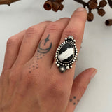 Celestial White Buffalo Ring- Size 7- Hand Stamped Sterling Silver