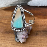 Large Beachy Blue Opal Petrified Wood Cuff- Sterling Silver and Indonesian Opalized Wood Statement Cuff